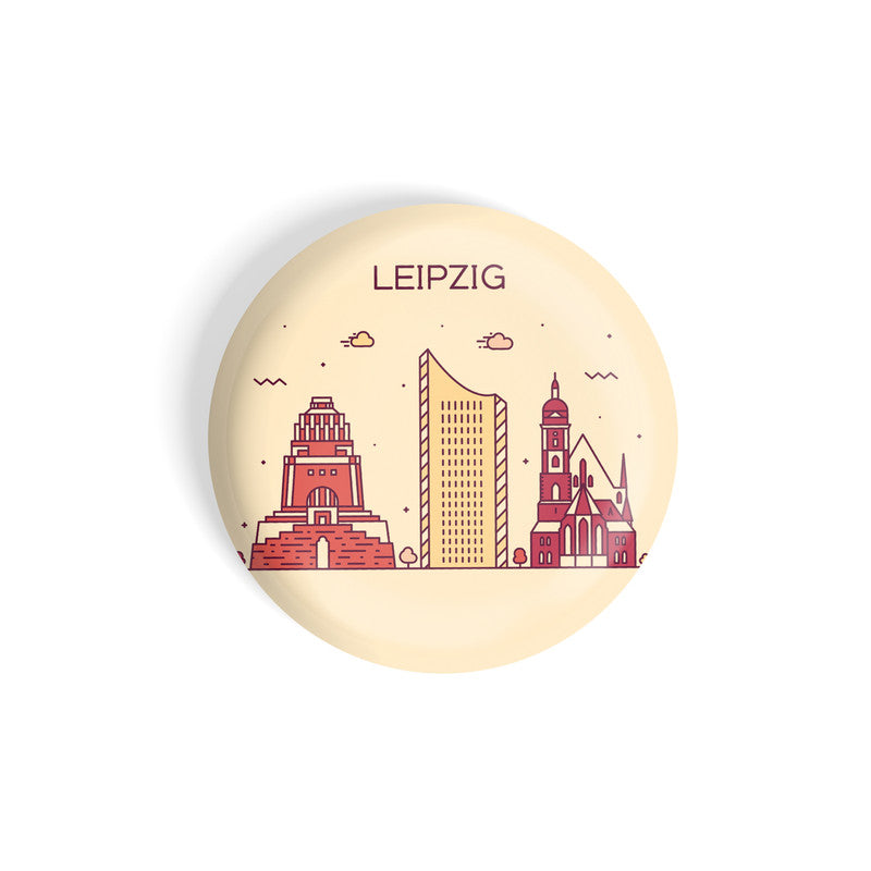 dhcrafts Round Fridge Magnet Brown Color Leipzig Glossy Finish Design Pack of 1 (58 mm)